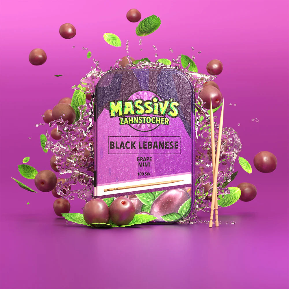 Massiv's Zahnstocher Black Lebanese (Traube Minze) Dose (100 Stk.)