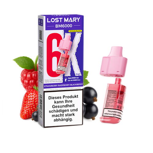 LOST MARY BM6000 nachfüllbarer Pod Strawberry Raspberry Blackberry