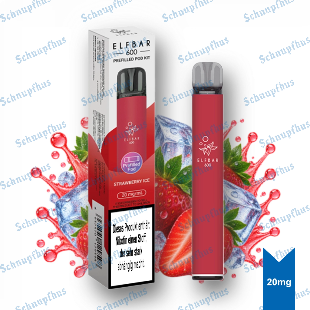Kit prérempli ELFBAR 600 | Fraise Glacée