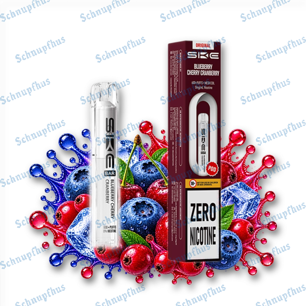 SKE Bar 600 ZERO NICOTINE Prefilled Pod Blueberry Cherry Cranberry