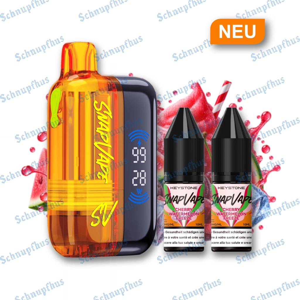 SnapVape Starter Kit | Akkuträger + Leerpod + 2x E-Liquid Cherry Watermelon Freeze (20mg/ml)