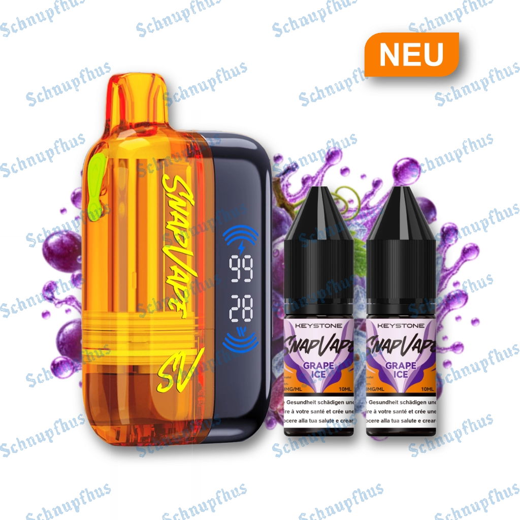 SnapVape Starter Kit | Akkuträger + Leerpod + 2x E-Liquid Grape Ice (20mg/ml)