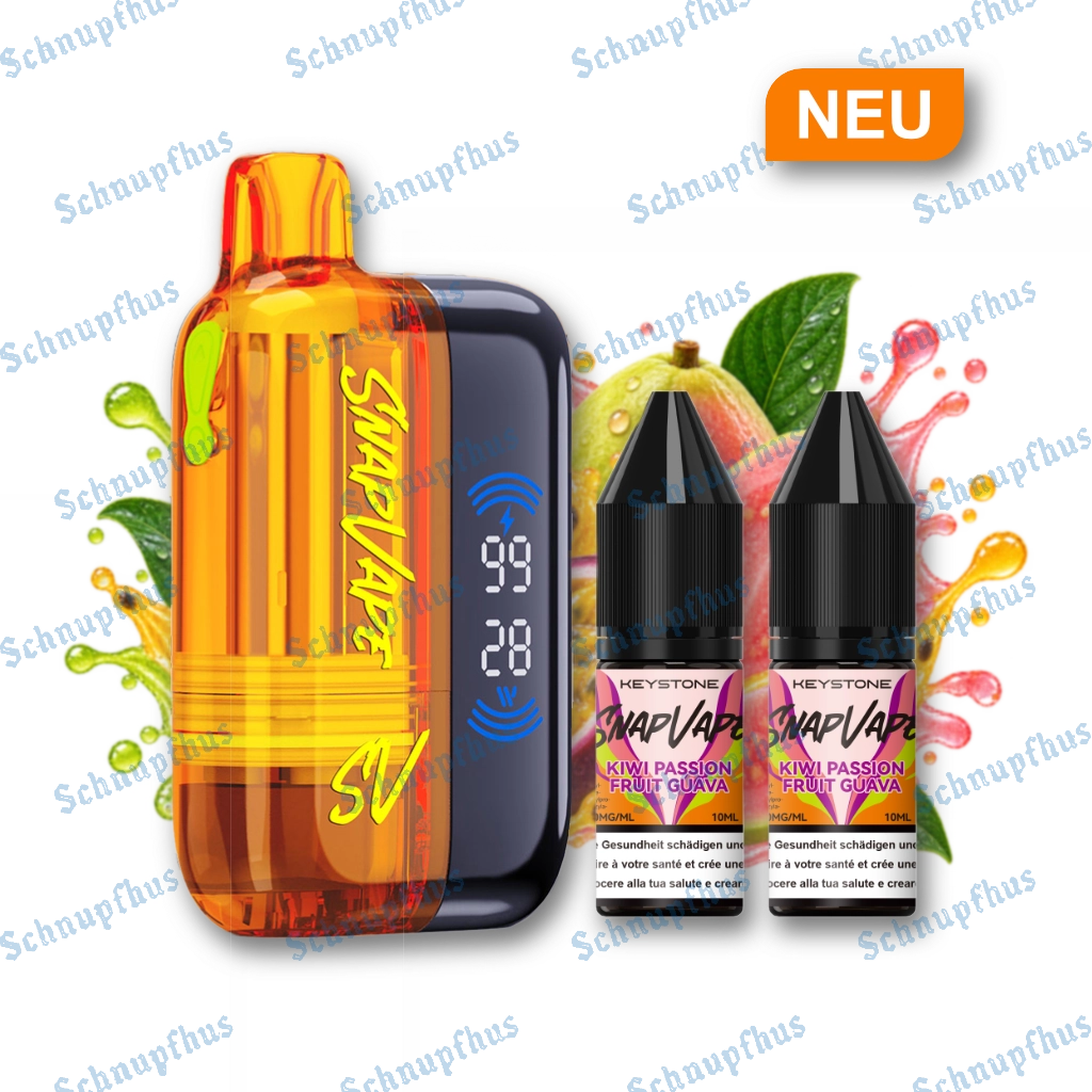 SnapVape Starter Kit | Akkuträger + Leerpod + 2x E-Liquid Kiwi Passion Fruit Guava (20mg/ml)