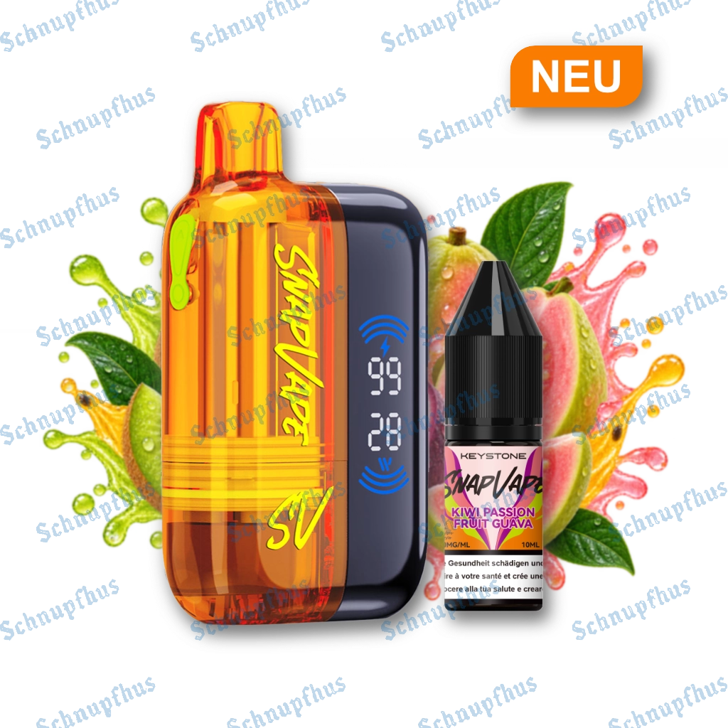 SnapVape Starter Kit | Akkuträger + Leerpod + 1x E-Liquid Kiwi Passion Fruit Guava (20mg/ml)
