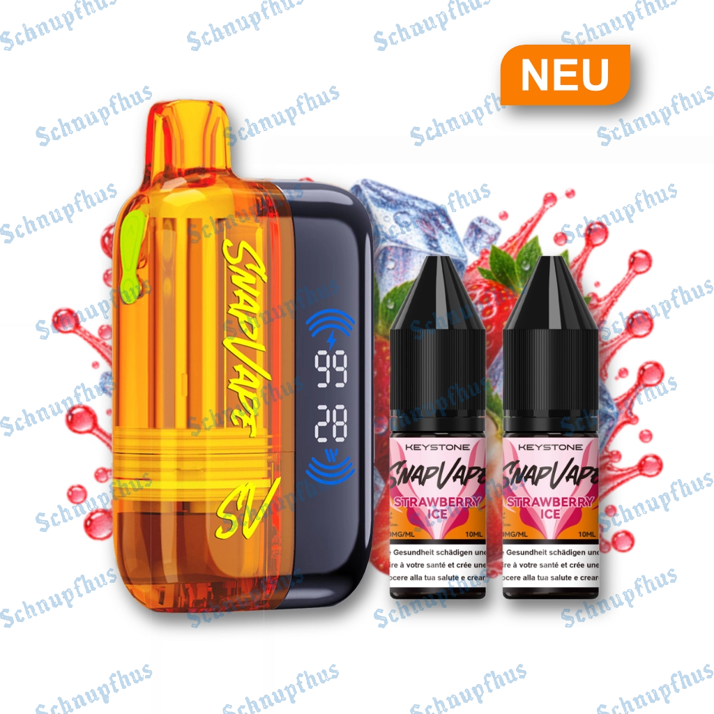 SnapVape Starter Kit | Akkuträger + Leerpod + 2x E-Liquid Strawberry Ice (20mg/ml)