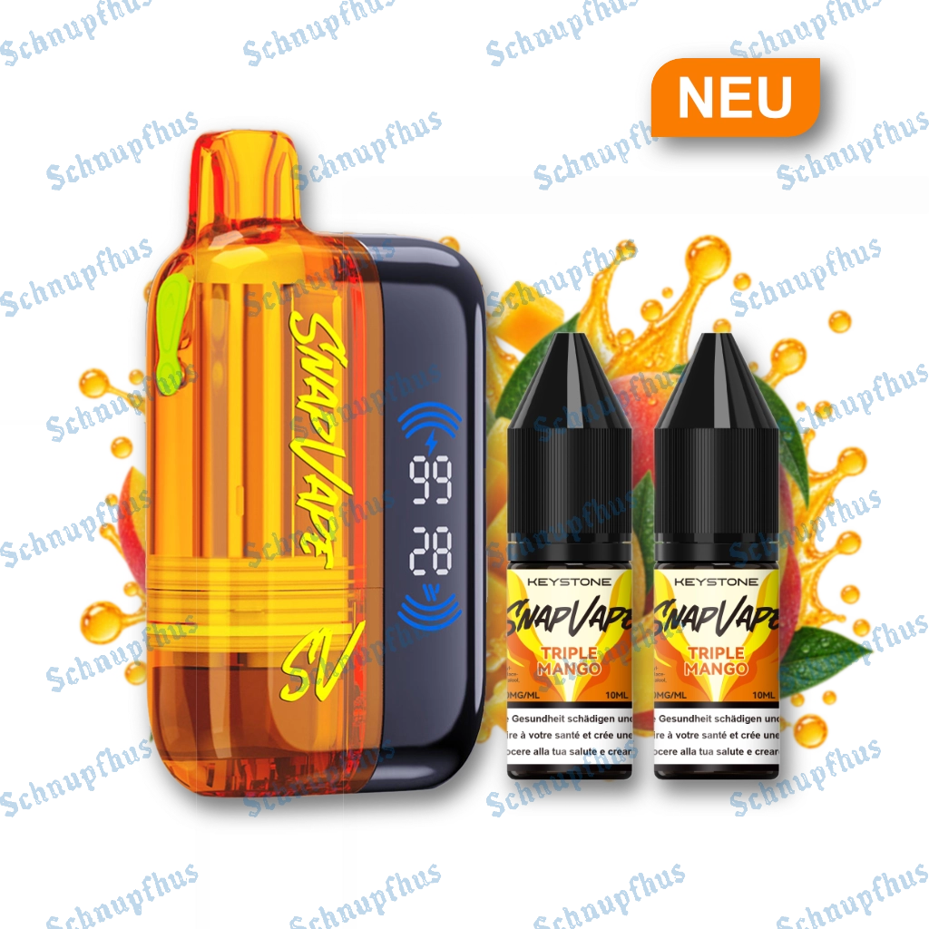 SnapVape Starter Kit | Akkuträger + Leerpod + 2x E-Liquid Triple Mango (20mg/ml)